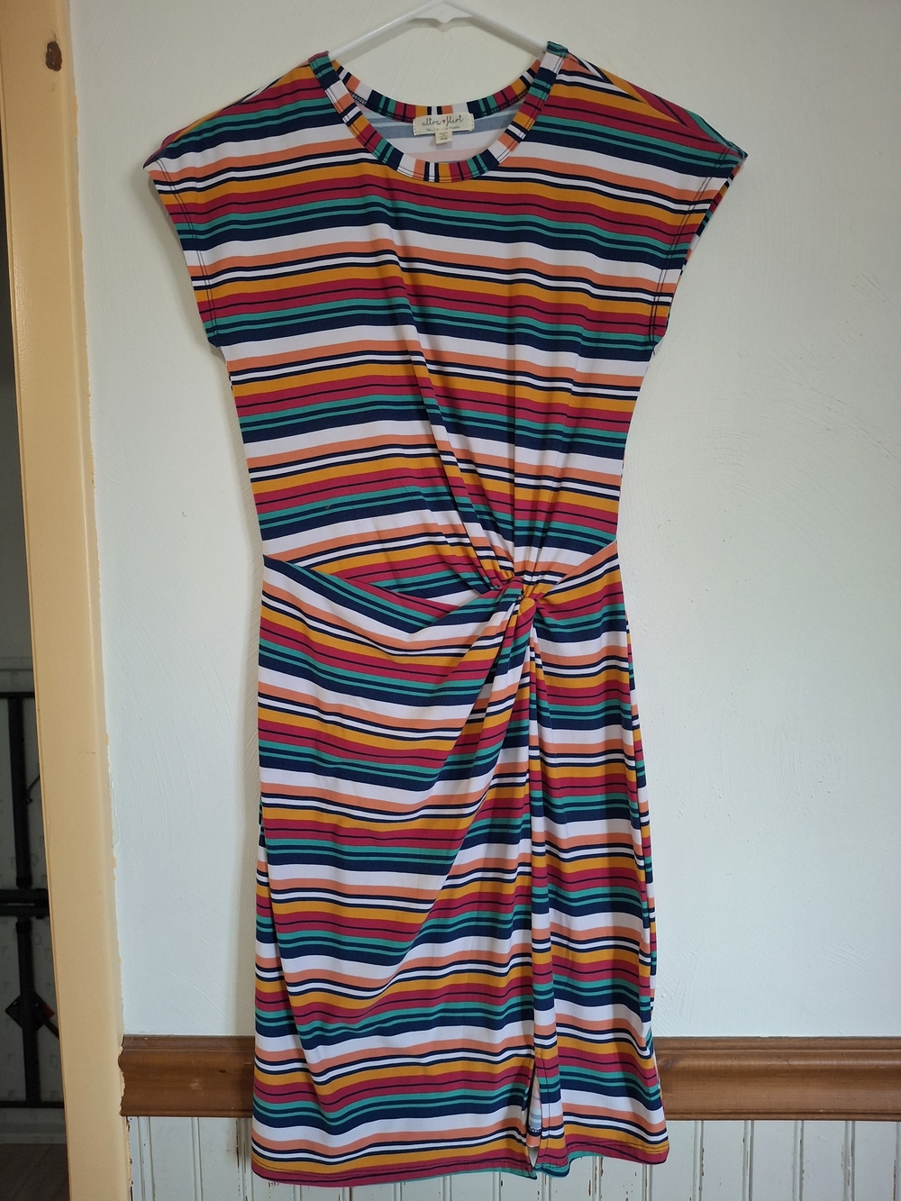 NWOT Ultra Flirt Multicolor Striped Knot-Waist Dress